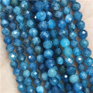 Dp.Blue Apatite Beads Faceted Round, approx 2mm dia