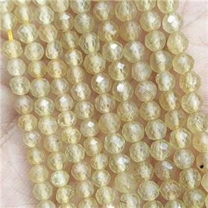 Yellow Apatite Beads Faceted Round, approx 3mm dia