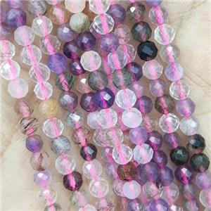 Mix Gemstone Beads Faceted Round, approx 4mm dia