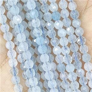 Lt.Blue Aquamarine Seed Beads Faceted Round, approx 2mm dia