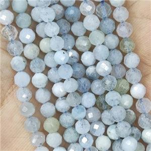 Tiny Aquamarine Beads Faceted Round B-Grade, approx 4mm dia