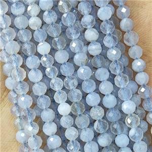 Blue Lace Agate Seed Beads Faceted Round, approx 2mm dia
