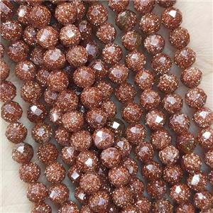 Tiny Gold SandStone Beads Faceted Round, approx 3mm dia