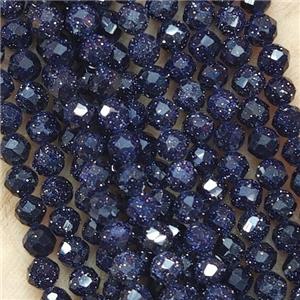 Blue SandStone Seed Beads Faceted Round, approx 2mm dia