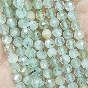 Tiny Green Prehnite Beads Faceted Round A-Grade, approx 2mm dia