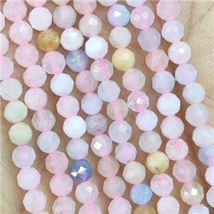 Morganite Beads Pony Faceted Round, approx 3mm dia