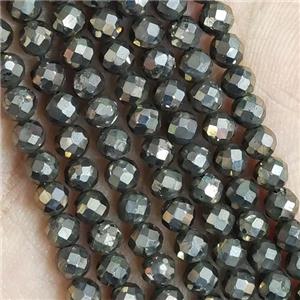 Pyrite Beads Tiny Faceted Round, approx 3mm dia