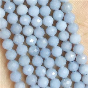 Blue Angelite Beads Faceted Round, approx 3mm dia