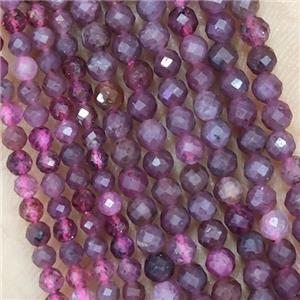Red Tourmaline Beads Faceted Round, approx 3mm dia