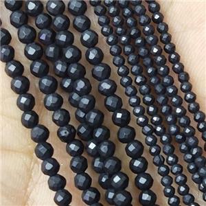 Black Jasper Seed Beads Faceted Round, approx 4mm dia