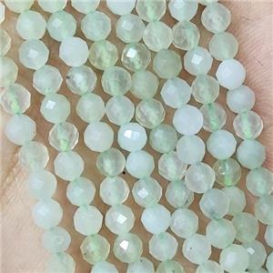 Lt.Green Korean Chrysoprase Beads Tiny Faceted Round, approx 3mm dia