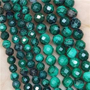 Green Malachite Beads Tiny Faceted Round, approx 4mm dia