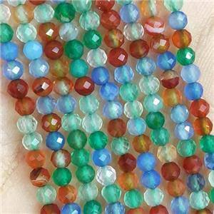 Mixed Agate Seed Beads Dye Faceted Round, approx 2mm dia