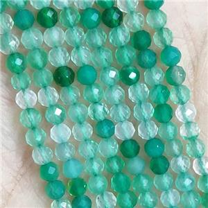 Natural Agate Beads Faceted Round Dye Green, approx 3mm dia