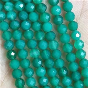Natural Agate Beads Tiny Faceted Round Green Dye, approx 2mm dia
