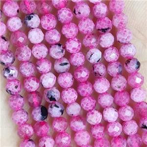 Hotpink Fire Agate Beads Faceted Round, approx 3mm dia