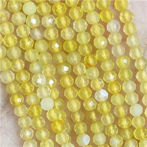 Yellow Agate Beads Faceted Round Dye, approx 2mm dia