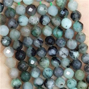 Natural Green Emerald Beads Seed Faceted Round, approx 4mm dia