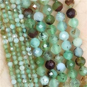 Green Australian Chrysoprase Seed Beads Faceted Round, approx 2mm dia