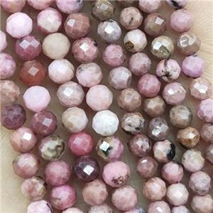 Pink Rhodonite Beads Faceted Round B-Grade, approx 4mm dia