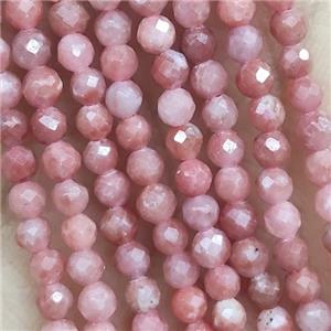 Pink Rhodochrosite Beads Faceted Round, approx 2mm dia