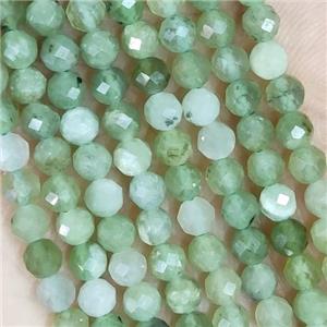 Green Korean Chrysoprase Beads Faceted Round, approx 2mm dia