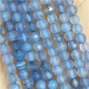 Blue Agate Beads Faceted Round, approx 3mm dia