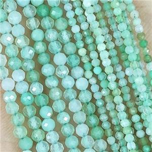Green Australian Chrysoprase Beads Tiny Faceted Round, approx 2mm dia