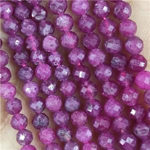 Natural Ruby Beads Faceted Round, approx 3mm dia
