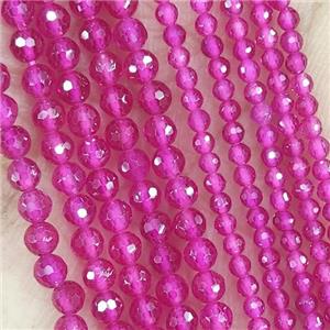 Hotpink Corundum Beads Tiny Faceted Round, approx 3mm dia