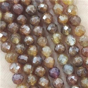 Yellow Tourmaline Beads Tiny Faceted Round, approx 2mm dia
