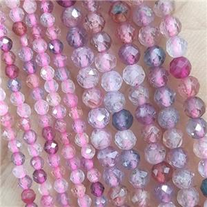 Pink Spinel Seed Beads Faceted Round A-Grade, approx 3mm dia