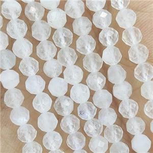 White Moonstone Beads Tiny Faceted Round, approx 2mm dia