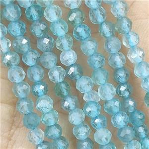 Lt.Blue Apatite Beads Faceted Round, approx 2mm dia