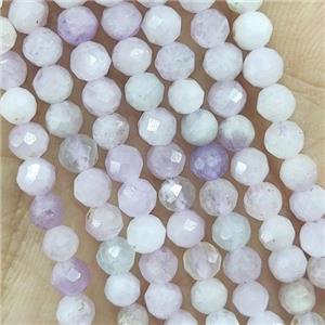 Kunzite Beads Faceted Round, approx 3mm dia