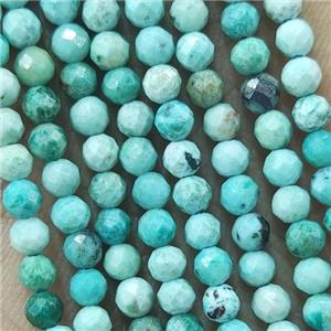 Natural Green Turquoise Beads Faceted Round, approx 2mm dia