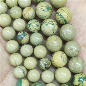 Natural Green Verdite Beads Smooth Round, approx 4mm dia