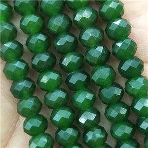 Green Chrysoprase Beads Faceted Rondelle Treated, approx 6x8mm