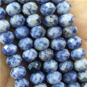 Blue Dalmatian Jasper Beads Faceted Rondelle, approx 4x6mm