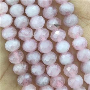 Madagascar Rose Quartz Beads Pink Faceted Rondelle, approx 6x8mm