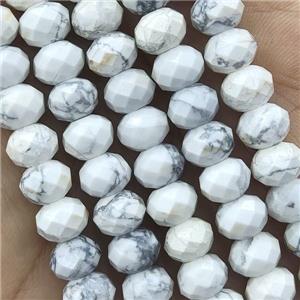 White Howlite Beads Faceted Rondelle, approx 6x8mm