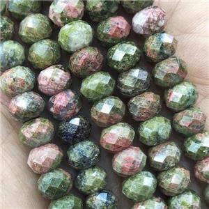 Unakite Beads Faceted Rondelle, approx 6x8mm