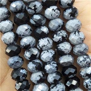 Black Snowflake Jasper Beads Faceted Rondelle, approx 4x6mm