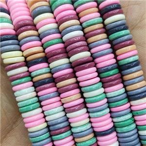 Mix Color Oxidative Agate Heishi Spacer Beads, approx 6mm
