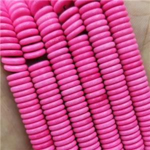 Hotpink Oxidative Agate Heishi Spacer Beads, approx 8mm