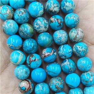 Round Blue Imperial Jasper Beads, approx 8mm dia
