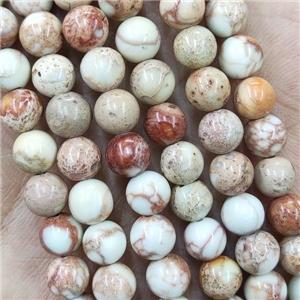 Natural Color Imperial Jasper Beads Round White Smooth, approx 6mm dia