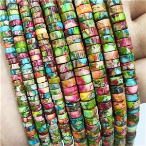 Imperial Jasper Heishi Spacer Beads Multicolor, approx 2x4mm