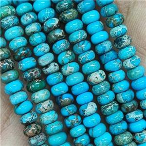 Blue Imperial Jasper Rondelle Beads Smooth, approx 4x6mm