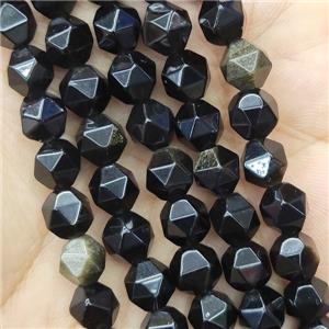 Obsidian Round Beads Cut, approx 5-6mm